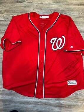 Washington Nationals Max Scherzer Majestic Red Baseball Jersey 4XL